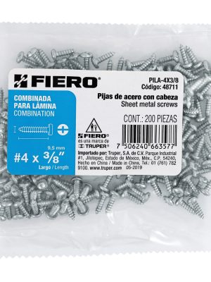48711 - Bolsa con 200 pijas para lámina, #4 x 3/8', Fiero