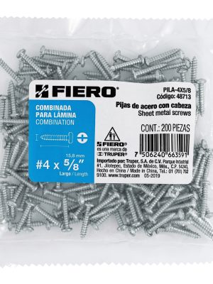 48713 - Bolsa con 200 pijas para lámina, #4 x 5/8', Fiero