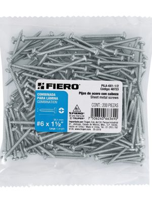 48723 - Bolsa con 200 pijas para lámina, #6 x 1-1/2', Fiero