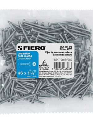 48722 - Bolsa con 200 pijas para lámina, #6 x 1-1/4', Fiero