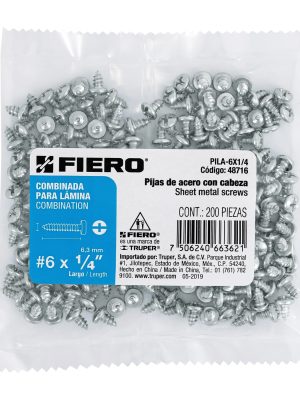 48716 - Bolsa con 200 pijas para lámina, #6 x 1/4', Fiero