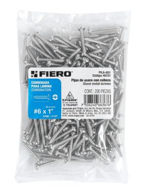 48721 - Bolsa con 200 pijas para lámina, #6 x 1', Fiero