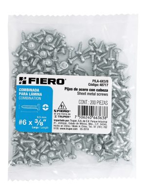 48717 - Bolsa con 200 pijas para lámina, #6 x 3/8', Fiero