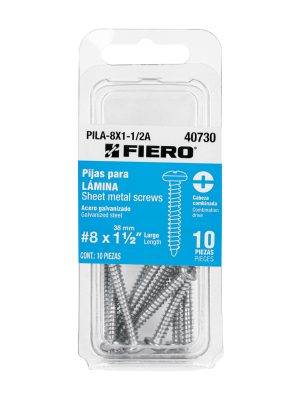 40730 - Blíster con 10 pijas para lámina, #8 x 1-1/2', Fiero