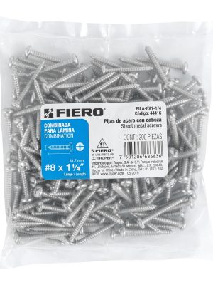 PILA-8X1-1-4E1.jpg 44416 - Bolsa con 200 pijas para lámina, #8 x 1-1/4', Fiero