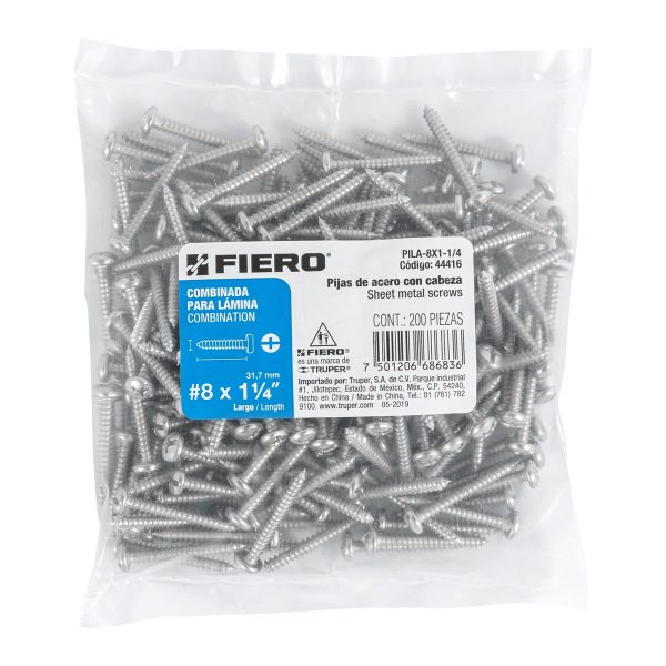44416 - Bolsa con 200 pijas para lámina, #8 x 1-1/4', Fiero