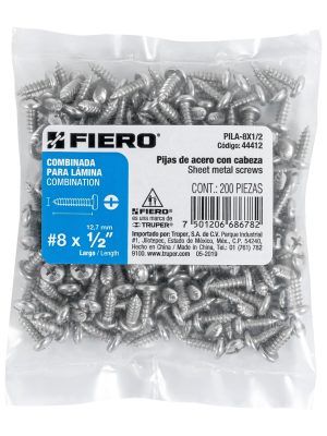 44412 - Bolsa con 200 pijas para lámina, #8 x 1/2', Fiero