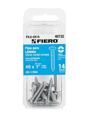 40732 - Blíster con 14 pijas para lámina, #8 x 1', Fiero