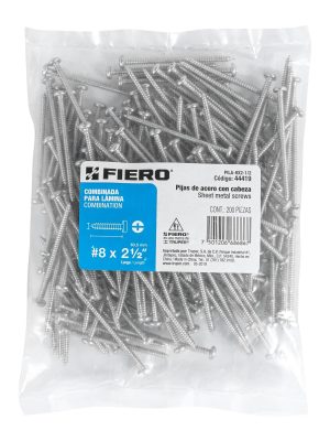 44419 - Bolsa con 200 pijas para lámina, #8 x 2-1/2', Fiero