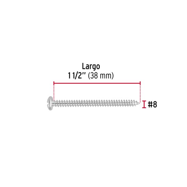 40783 - Blíster con 8 pijas para lámina, #8 x 2', Fiero