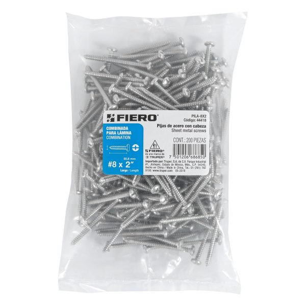 44418 - Bolsa con 200 pijas para lámina, #8 x 2', Fiero