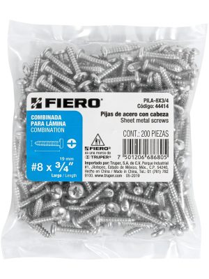 44414 - Bolsa con 200 pijas para lámina, #8 x 3/4', Fiero