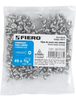 44411 - Bolsa con 200 pijas para lámina, #8 x 3/8', Fiero