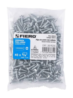 44413 - Bolsa con 200 pijas para lámina, #8 x 5/8', Fiero