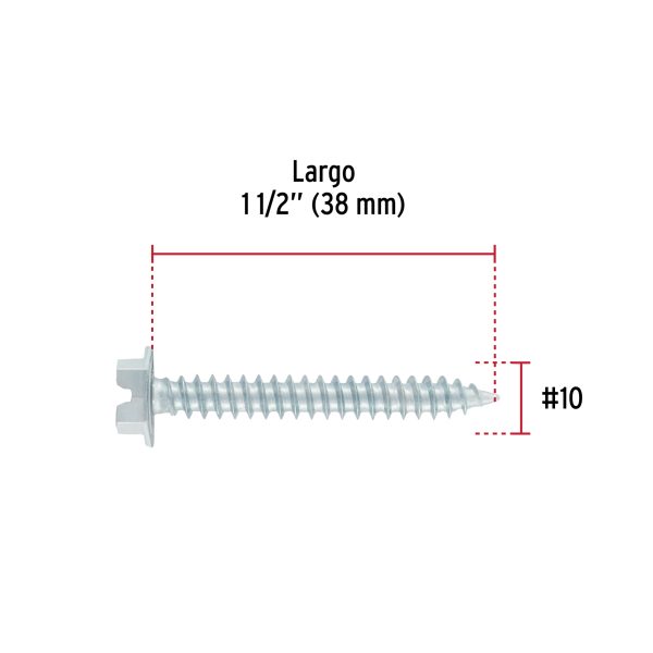 40927 - Bolsa con 150 pijas cabeza hexagonal, #10 x 1-1/2', FIERO