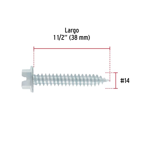 40932 - Bolsa con 100 pijas cabeza hexagonal, #14 x 1-1/2', FIERO