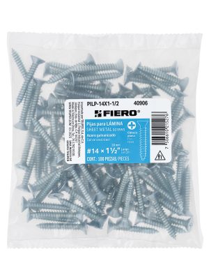 PILP-14X1-1-2E1.jpg 40906 - Bolsa 100 pijas para lámina cabeza plana #14 x 1-1/2', FIERO