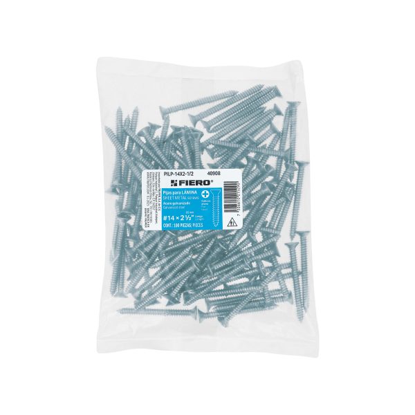 40908 - Bolsa 100 pijas para lámina cabeza plana #14 x 2-1/2', FIERO