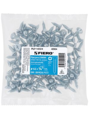 PILP-14X3-4E1.jpg 40904 - Bolsa 100 pijas para lámina cabeza plana #14 x 3/4', FIERO