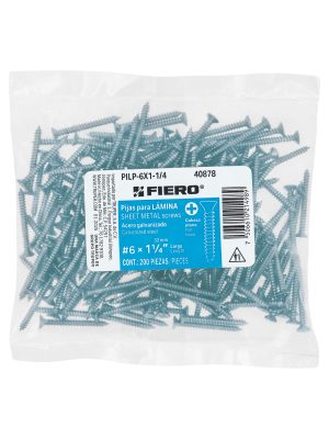 40878 - Bolsa 200 pijas para lámina cabeza plana #6 x 1-1/4', FIERO