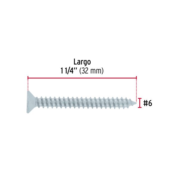 40878 - Bolsa 200 pijas para lámina cabeza plana #6 x 1-1/4', FIERO