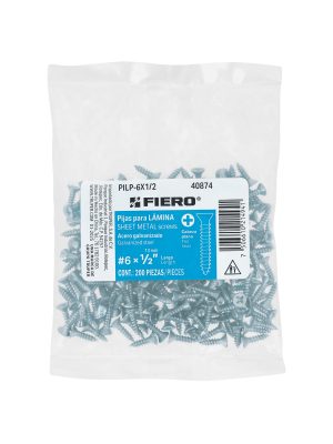 40874 - Bolsa 200 pijas para lámina cabeza plana #6 x 1/2', FIERO