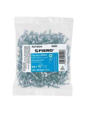 40882 - Bolsa 200 pijas para lámina cabeza plana #8 x 3/4', FIERO