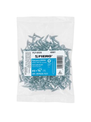 40881 - Bolsa 200 pijas para lámina cabeza plana #8 x 5/8', FIERO