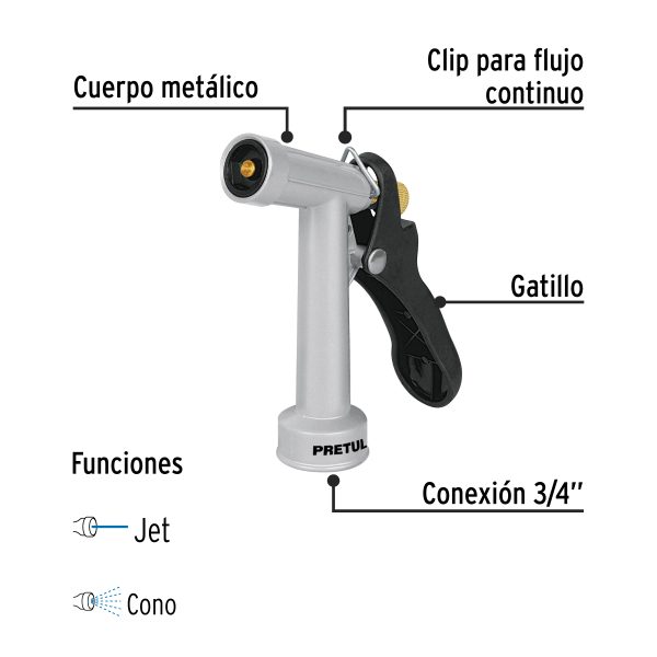 PIM-4FC1.jpg 22750 - Pistola para riego de 4' de 2 funciones metálica, Pretul