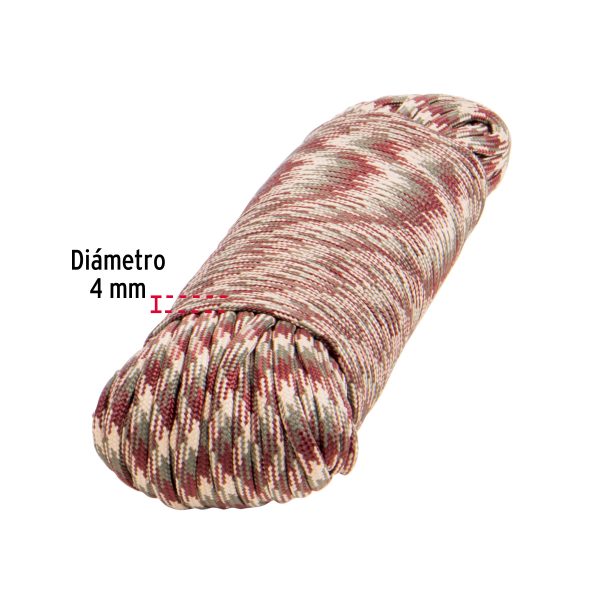 49706 - Piola de nylon paracord de 4mm x 30m camo, madeja, FIERO