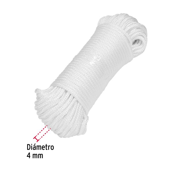 48395 - Piola de poliéster diamante de 4mmx30m blanca, madeja, FIERO