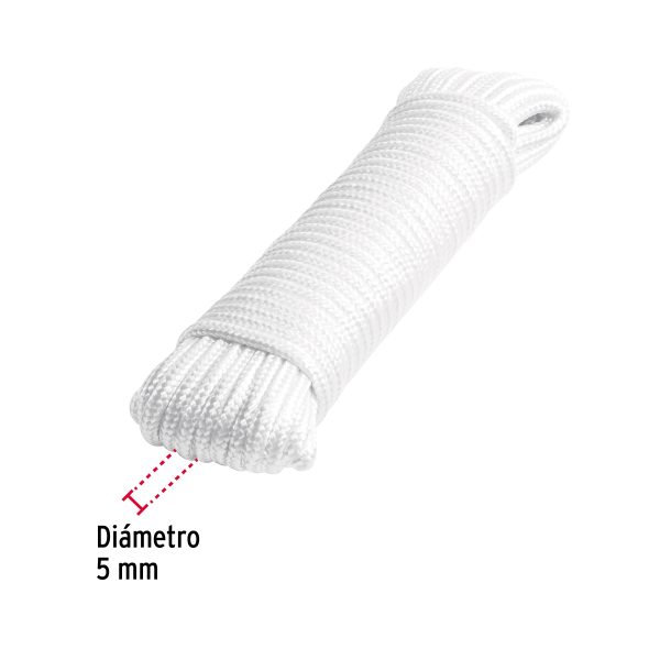 48393 - Piola de poliéster diamante de 5mmx15m blanca, madeja, FIERO