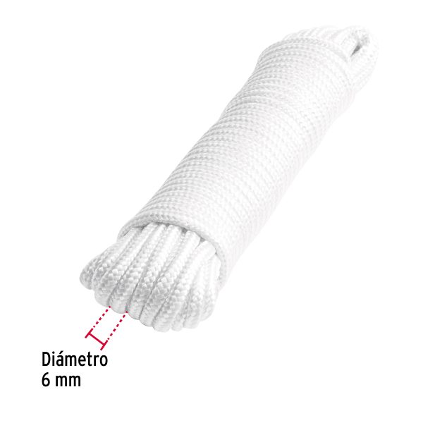 48394 - Piola de poliéster diamante de 6mmx15m blanca, madeja, FIERO