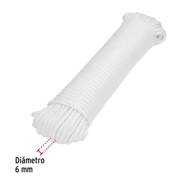48397 - Piola de poliéster diamante de 6mmx30m blanca, madeja, FIERO