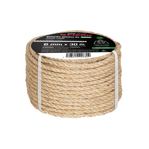 45656 - Piola de Sisal de 6 mm x 30 m natural, Fiero