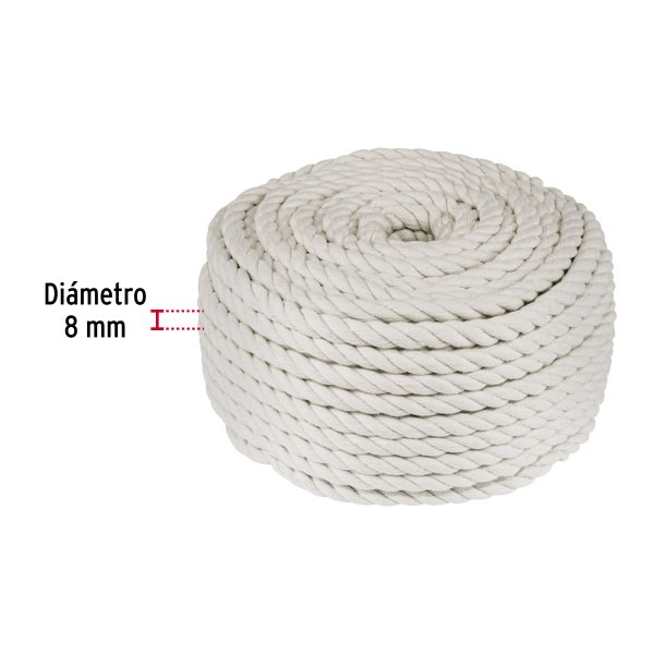 45838 - Piola de algodón de 8 mm, rollo, natural, 1 kg, FIERO