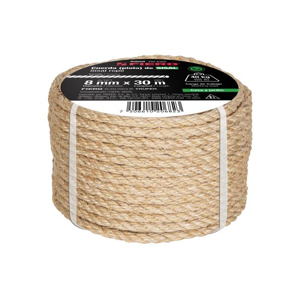 45658 - Piola de Sisal de 8 mm x 30 m natural, Fiero