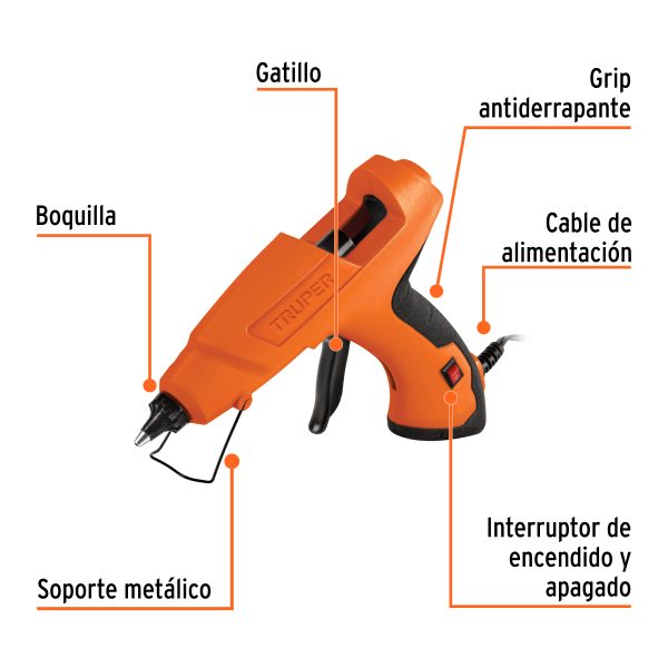103907 - Pistola eléctrica de 80 W para silicón de 1/2', TRUPER
