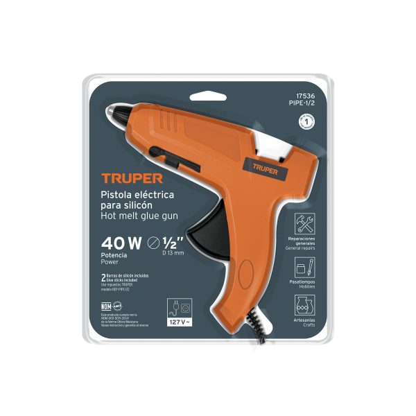 17536 - Pistola eléctrica para silicón de 1/2', Truper