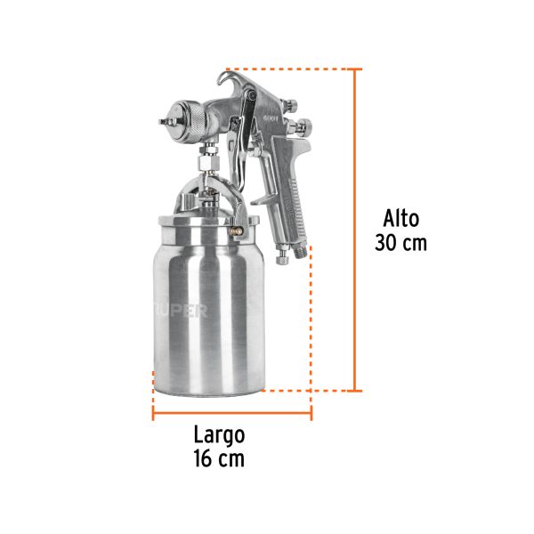 14085 - Pistola p/pintar succión HVHP vaso alum, 1.8mm, 3 vál Truper