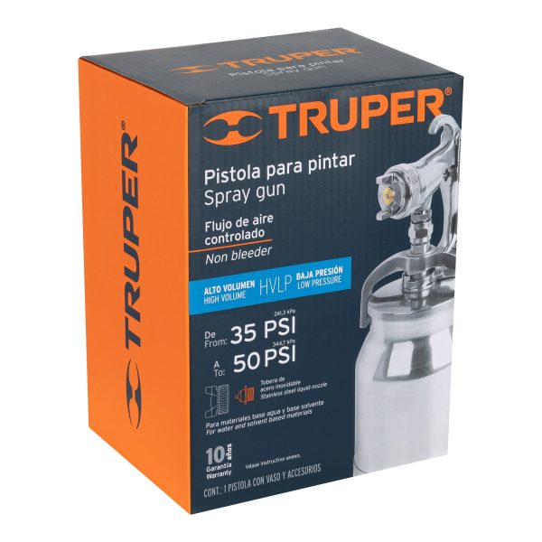 14084 - Pistola p/pintar succión HVLP vaso aluminio, 1.4 mm, Truper