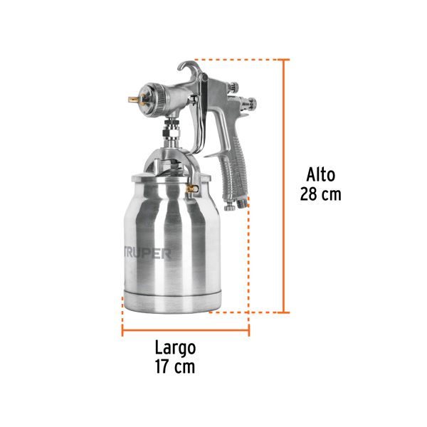 14084 - Pistola p/pintar succión HVLP vaso aluminio, 1.4 mm, Truper