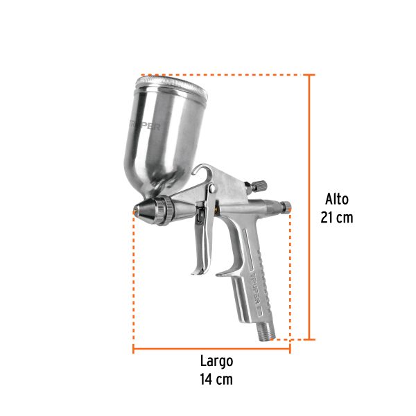 11098 - Pistola compacta p/retoque LVMP vaso alum, 0.5 mm, Truper