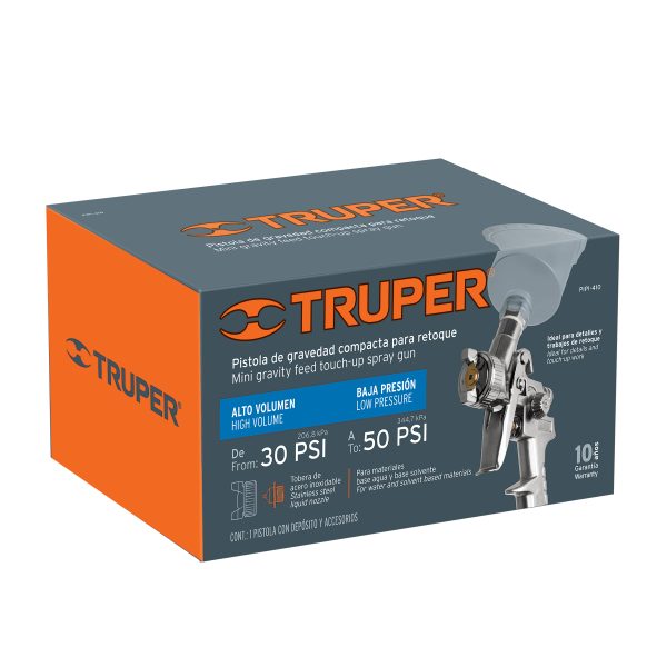 11097 - Pistola p/retoque gravedad HVLP vaso plástico, 1 mm, Truper