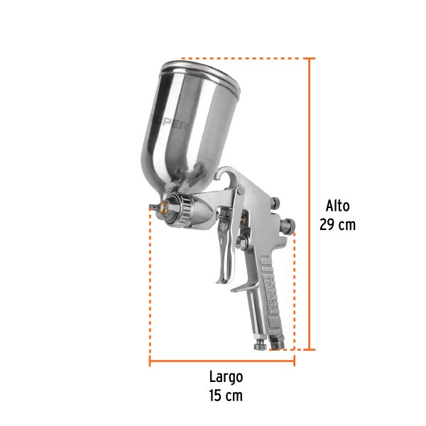 11989 - Pistola p/pintar gravedad LVMP vaso aluminio, 1 mm, Truper