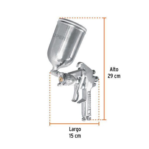 11095 - Pistola p/pintar gravedad LVMP vaso aluminio, 1.4 mm, Truper