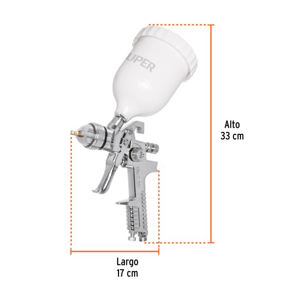 12129 - Pistola p/pintar gravedad HVLP vaso plástico, 1.7 mm, Truper