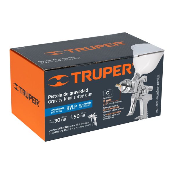 12131 - Pistola p/pintar gravedad HVLP vaso plástico, 2 mm, Truper