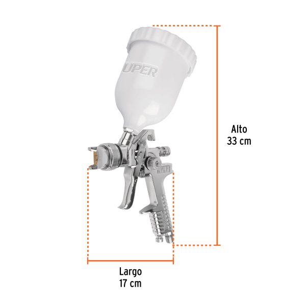 12131 - Pistola p/pintar gravedad HVLP vaso plástico, 2 mm, Truper