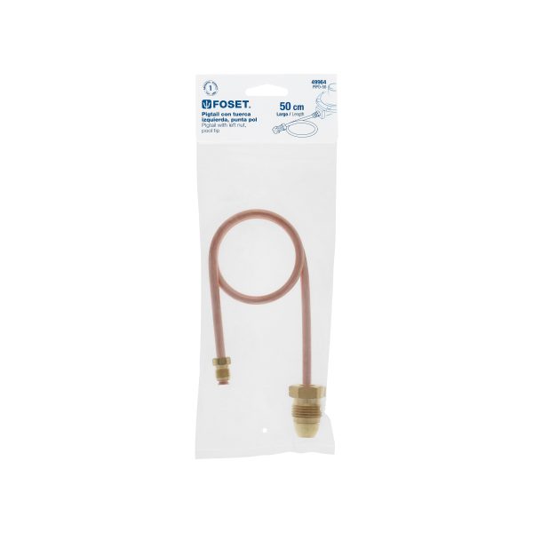 49964 - Pigtail con tuerca izquierda, punta pol, 50 cm, Foset